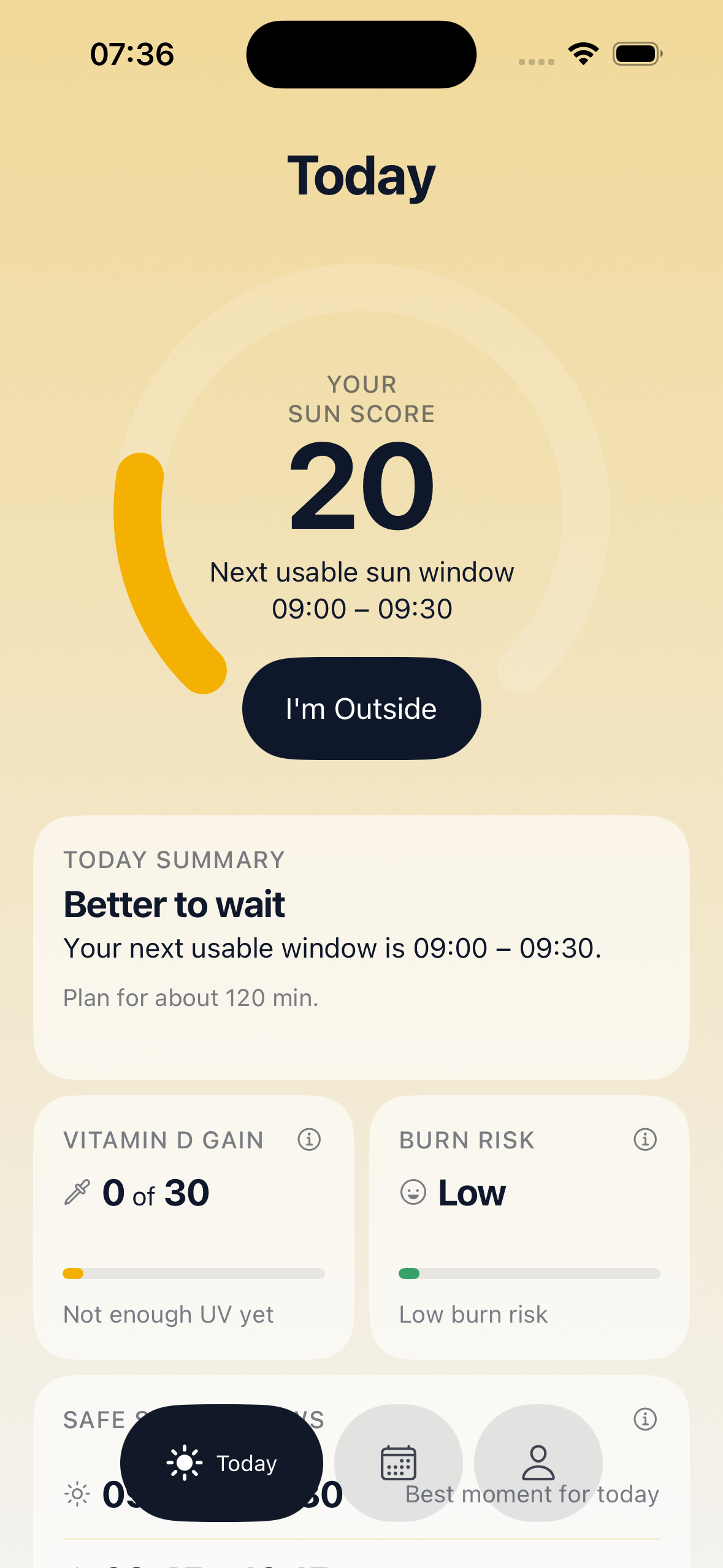 Soluma today screen